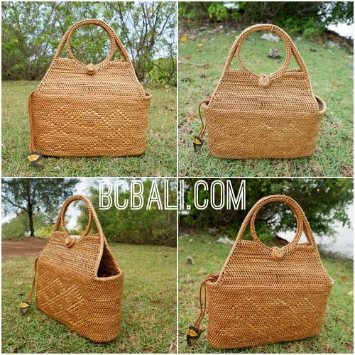 full handmade handwoven handbag balinese ethnic design natural full